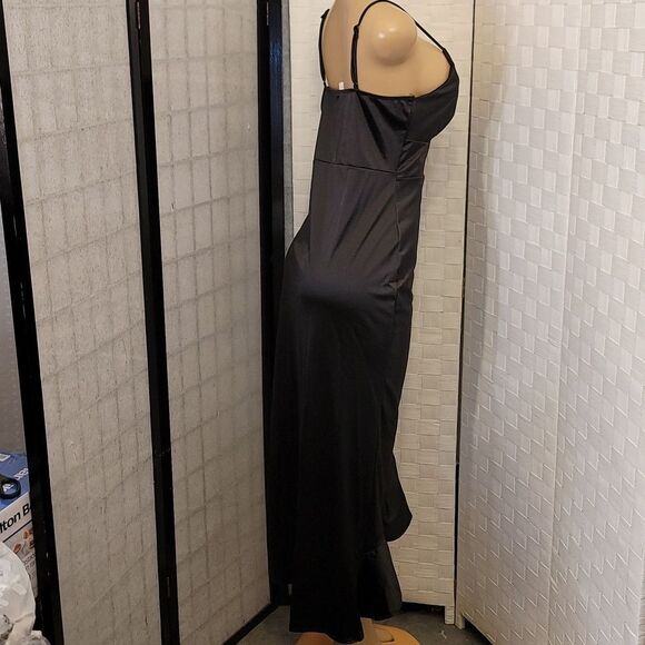 BRAND NEW E.L.H STUDIO HIGH LOW RUFFLE HEM SATIN DRESS - Picture 5 of 14